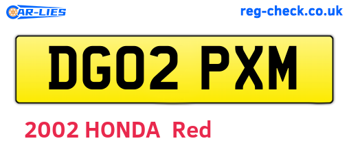 DG02PXM are the vehicle registration plates.