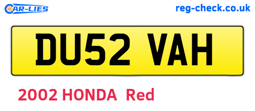 DU52VAH are the vehicle registration plates.