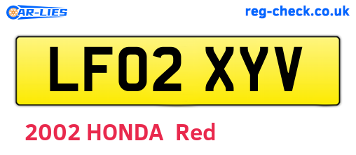 LF02XYV are the vehicle registration plates.