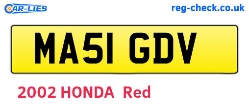 MA51GDV are the vehicle registration plates.