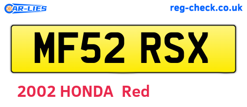 MF52RSX are the vehicle registration plates.