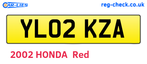 YL02KZA are the vehicle registration plates.