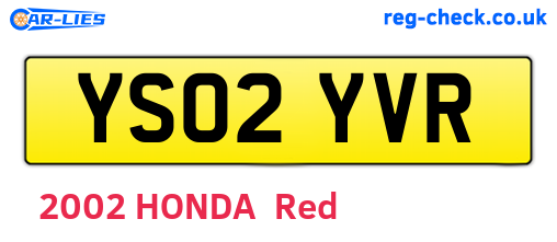 YS02YVR are the vehicle registration plates.