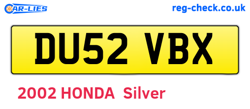 DU52VBX are the vehicle registration plates.