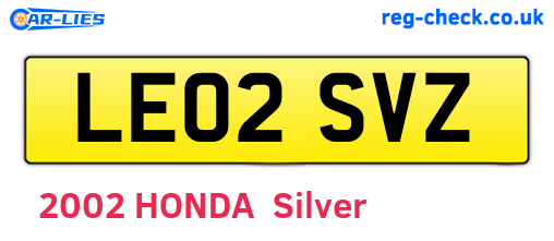LE02SVZ are the vehicle registration plates.