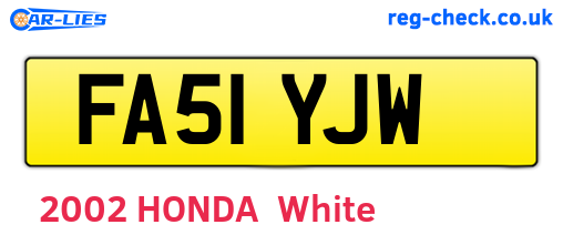 FA51YJW are the vehicle registration plates.