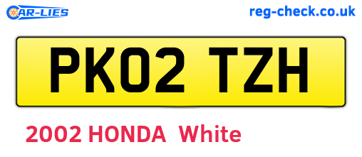 PK02TZH are the vehicle registration plates.