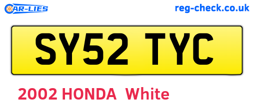 SY52TYC are the vehicle registration plates.