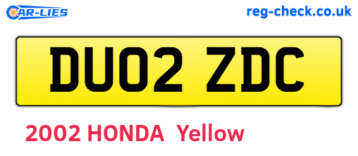 DU02ZDC are the vehicle registration plates.