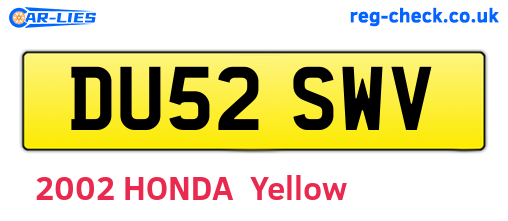DU52SWV are the vehicle registration plates.