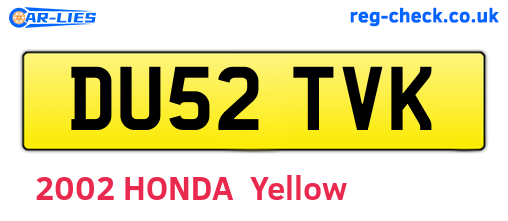 DU52TVK are the vehicle registration plates.