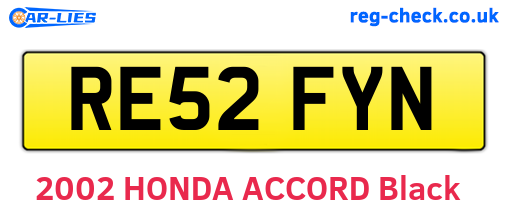 RE52FYN are the vehicle registration plates.