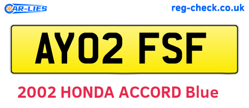 AY02FSF are the vehicle registration plates.