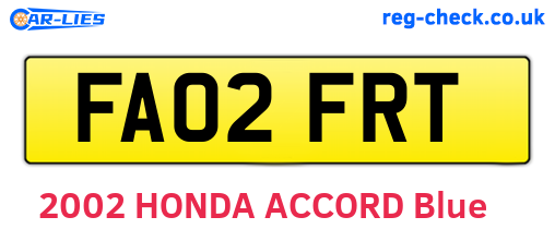 FA02FRT are the vehicle registration plates.