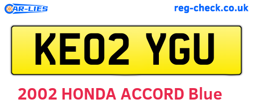 KE02YGU are the vehicle registration plates.