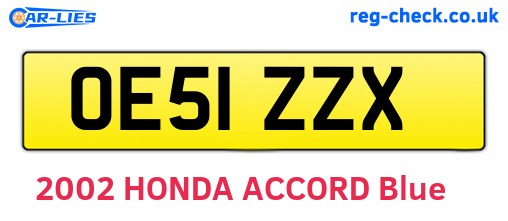 OE51ZZX are the vehicle registration plates.