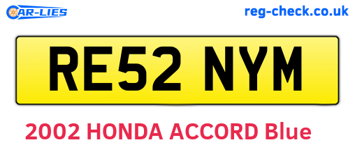 RE52NYM are the vehicle registration plates.
