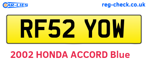 RF52YOW are the vehicle registration plates.