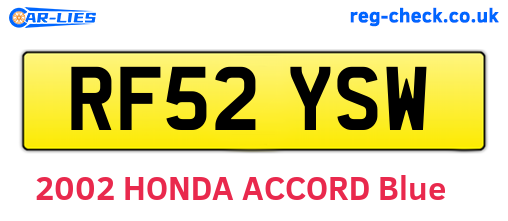 RF52YSW are the vehicle registration plates.