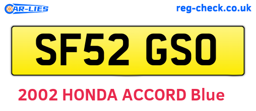 SF52GSO are the vehicle registration plates.