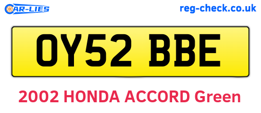 OY52BBE are the vehicle registration plates.