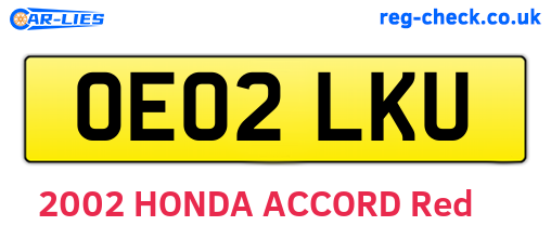 OE02LKU are the vehicle registration plates.