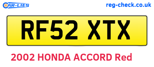 RF52XTX are the vehicle registration plates.