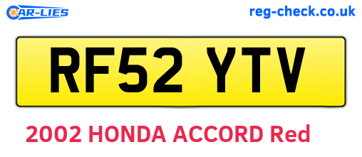 RF52YTV are the vehicle registration plates.