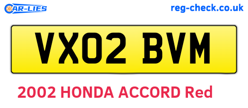 VX02BVM are the vehicle registration plates.