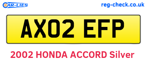 AX02EFP are the vehicle registration plates.