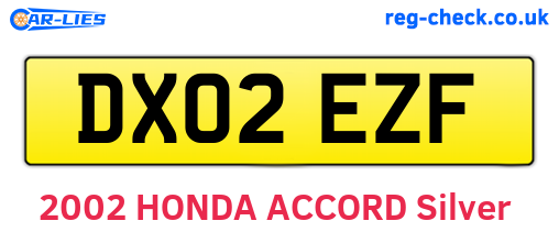 DX02EZF are the vehicle registration plates.