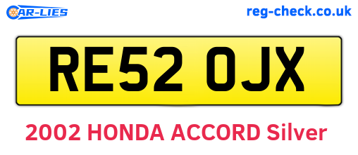 RE52OJX are the vehicle registration plates.