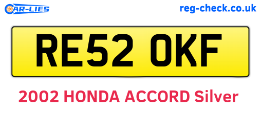 RE52OKF are the vehicle registration plates.