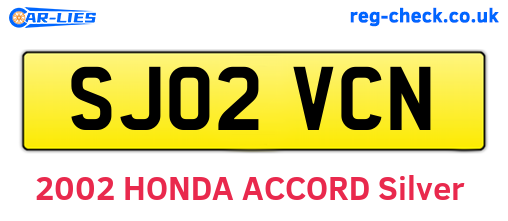 SJ02VCN are the vehicle registration plates.