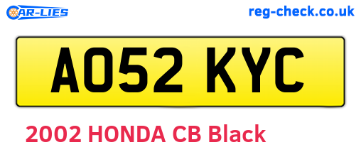 AO52KYC are the vehicle registration plates.