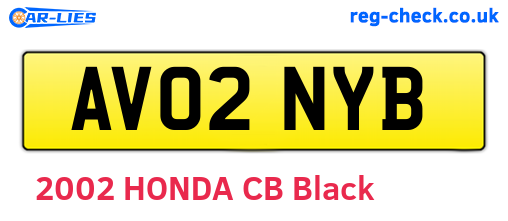 AV02NYB are the vehicle registration plates.