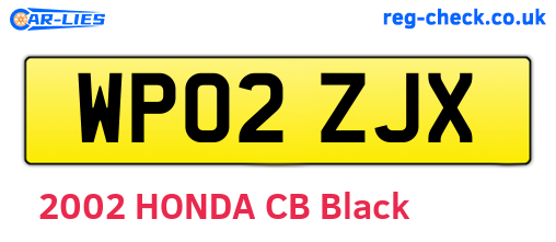 WP02ZJX are the vehicle registration plates.