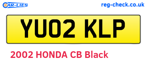 YU02KLP are the vehicle registration plates.