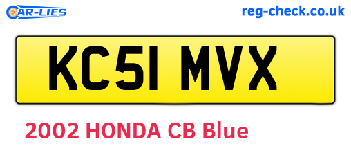 KC51MVX are the vehicle registration plates.