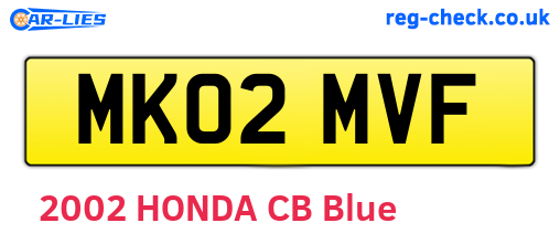 MK02MVF are the vehicle registration plates.