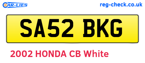 SA52BKG are the vehicle registration plates.