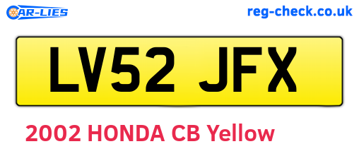 LV52JFX are the vehicle registration plates.