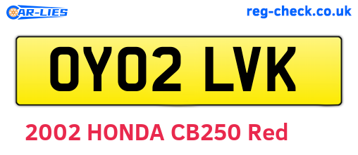 OY02LVK are the vehicle registration plates.