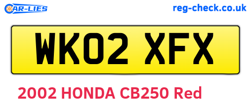 WK02XFX are the vehicle registration plates.