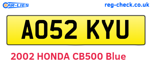 AO52KYU are the vehicle registration plates.