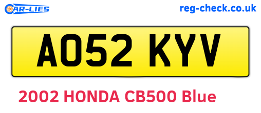 AO52KYV are the vehicle registration plates.