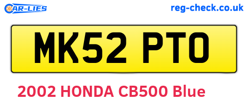 MK52PTO are the vehicle registration plates.