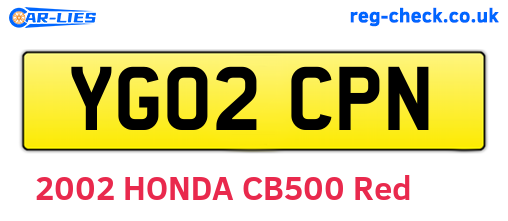 YG02CPN are the vehicle registration plates.
