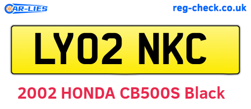 LY02NKC are the vehicle registration plates.