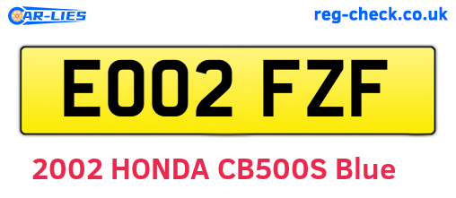EO02FZF are the vehicle registration plates.